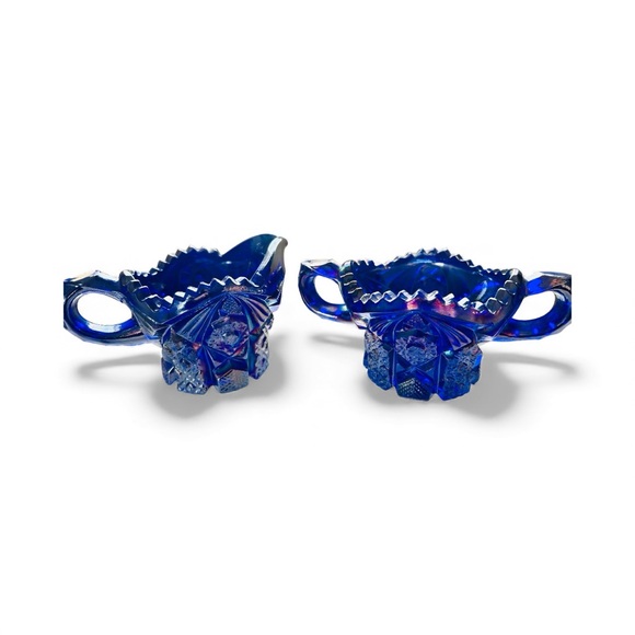Other - Westmoreland for Levay Cobalt Blue Carnival Glass Creamer & Open Sugar Set